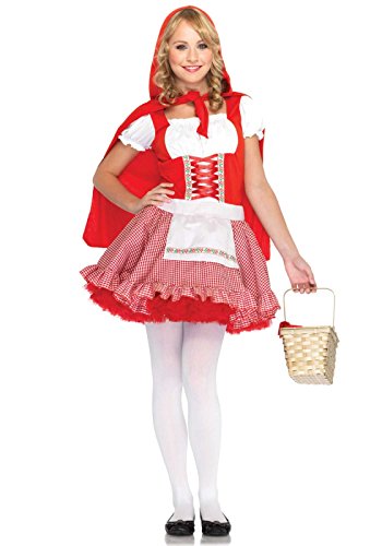 Leg Avenue Junior's 2 Piece Red Hiding Hood Costume, Red/White, Small/Medium