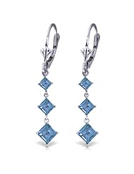14k White Gold Blue Topaz Leverback Earrings