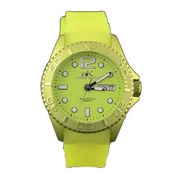 Adee Kaye #AK543-L Women's Lime Green Aluminum Rubber Strap Casual Sports Watch