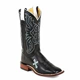 Women's Tony Lama Cowboy Boots Black Ol' Buck Leather 6.5C