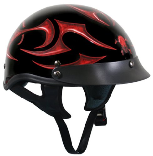 DOT Outlaw Black with Red Tribals and Skull - Size : Medium