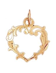 Dazzlers Solid 14k Gold Heart Charm Pendant Available in three colors from jewelsberry (weights: 0.8 grams only)