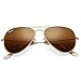 Pro Acme Classic Aviator Sunglasses for Men Women 100% Real Glass Lens (Gold/Brown)