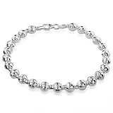 Sterling Silver Diamond Cut Beaded Bracelet 7.5"