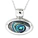 Sterling Silver Abalone Inlay Oval Pendant, 18