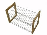 SHOE RACK BEECH & CHROME, 2 TIER - 58.5 X 37.5 X 31.4CM