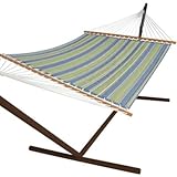 IMAGE OF Pawleys Island Castaway Q4277 Sky Blue & Soft Green Striped Quilted Hammock