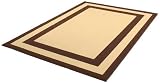 Duracord 8' x 10' Double Border Rug - Choco Eclair with Solid Pebble Yellow Center