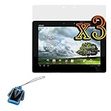 GTMax Clear Screen Protector Film Guard - (3 Pack) + Mobile LCD Cleaner Strap for Asus TF201 10.1-Inch Eee Pad Transformer Prime Tablet