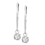 14k White Gold Dangle Lever Back Diamond Earrings (.47 cttw, K Color, I3 Clarity)