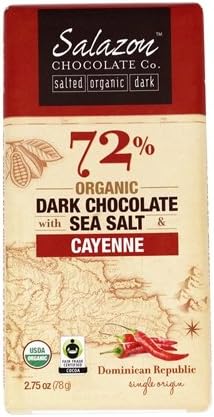 Salazon - Organic Dark Chocolate with Sea Salt & Cayenne - 2.75 oz.pack of 2