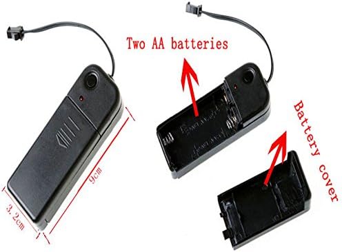 9FT Neon Electroluminescent (EL) Wire with Battery Pack controller for Cars, Parties, Halloween, Decoration, Christmas Tree Mutil-colored options(Pack of one set) (Red)