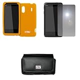 EMPIRE Black Leather Case Pouch with Belt Clip and Belt Loops + Orange Sili ....