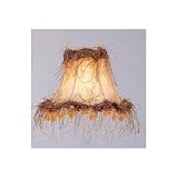 Bell Shaped Scalloped Silk Chandelier Clip On Lamp Shades - Champagne Fringe Amber Beaded - B1464