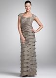 David's Bridal Long Chiffon Tiered Gown Style 9040