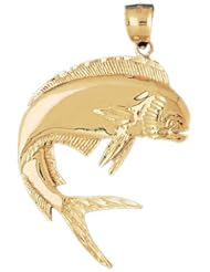 Dazzlers Solid 14k Gold Mahi Mahi Fish Charm Pendant Available in three colors from jewelsberry (weights: 10.0 grams only)