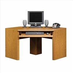 Sauder Orchard Hills Small Corner Wood Computer Desk in Carolina Oak