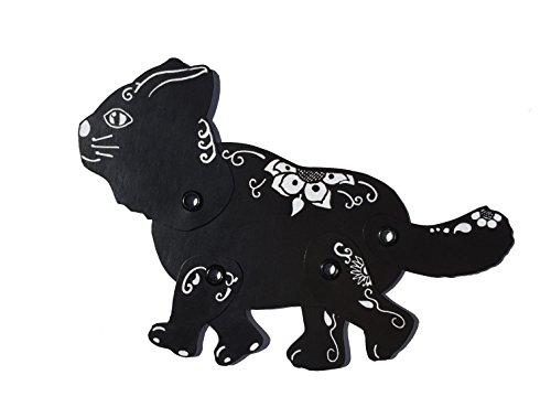 Black cat paper doll, articulated model, cat toy, cat puppet, black and white decor
