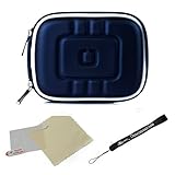 IMAGE OF Navy Blue EVA Durable Slim Protective Storage Cover Cube Carrying Case with Internal Mesh Pocket and Carabiner clip for Canon Power-Shot ELPH 500 HS ELPH 510 HS S95 SD970 IS SD1300 IS SD1400 IS SD3500 IS SD4000 IS SD4500 IS SX210 IS SX220 HS SX230 HS Powershot Point and Shoot Digital Camera + Includes eBigValue Determination Hand Strap Key Chain + Includes a anti glare screen protector, will protect from any small scratches and dirt + Includes Blue 6 Inch Mini Tripod