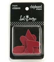 Chipboard Shapes-Hearts Crimson 6/Pkg