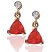 14k Yellow Gold Trillion Cut Fire Opal and Diamond Dangle Earrings