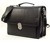 schwarze edle Aktentasche echtes Leder Glattleder A4