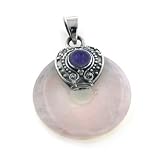 Genuine Rose Quartz Donut and Amethyst Sterling Silver Pendant