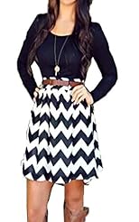 Sexy Backless Pleated Illusion Short Striped Print Long Sleeves Cotton/Polyester  Dress