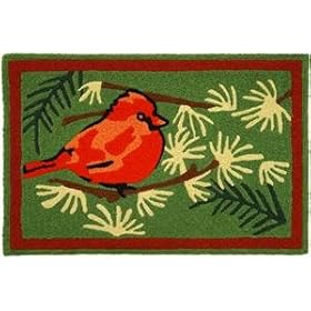  Jellybean Cardinal in the Pines Indoor Outdoor Rug with Border