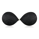 HOTER® Lace Style Invisiable Silicone Bra, Strapless Backless Nu Bra, Size A - Black