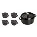 Staub 4-Quart Cast Iron Cocotte with 4 Mini Ceramic Cocottes, Black