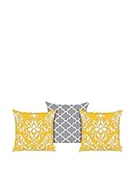 Apolena Set Funda De Cojín 3 Uds. (Amarillo/Gris/Blanco)