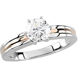 14K Rose and White Gold Diamond Solitaire Engagement Ring - 0.50 Ct.