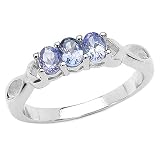 0.50 Carat Genuine Tanzanite Silver Ring