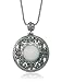 Sterling Silver Marcasite and Mother-of-Pearl Round Pendant, 18