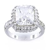 Bling Jewelry Designer Inspired Diamond Classic Sterling Silver Emerald Cut Wedding Ring - 7