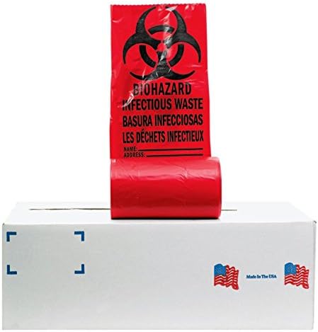 Noramco Red Infectious Waste Bags on Rolls, 30 Gal., 1.3 Mil, 100/Case
