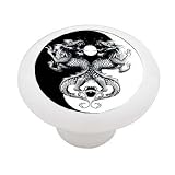 Chinese Dragon Yin and Yang Decorative High Gloss White Ceramic Drawer Knob