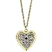 Lovely Lockets Brass and Silver Tone Filigree Heart Necklace