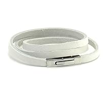 White Tripled Flat Leather Bracelet with Stainless Steel Clasp