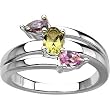 14K White Gold Peridot, Amethyst and Pink Tourmaline Ring