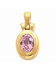 14K Yellow Gold Oval Cut Pink Sapphire Pendant -- LIFETIME WARRANTY