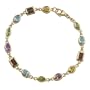 18k Gold Plated Sterling Silver Multi-Gemstone Bracelet, 7.5"
