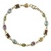 18k Gold Plated Sterling Silver Multi-Gemstone Bracelet, 7.5"