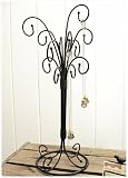 Selma- Curly Wrought Iron Necklace Jewelry Tree Stand- Rust Black