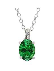 2.11 Ct Oval Green Created Emerald 925 Sterling Silver Pendant