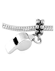 Sterling Silver Whistle Dangle Bead Charm
