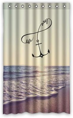 Custom Summer Beach Sunset Beach Waves and Nautical Anchor Print Window Curtain Home D¨¦cor 52" x 84"