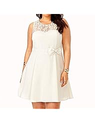 Plus Size Chiffon/Organza/Polyester/Spandex Babydoll Sheer Lace  Sleeveless Cocktail Party Dress  With a Bow(s)