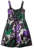 Ruby Rox Girls 7-16 Printed Satin Dress,Black/Purple,12